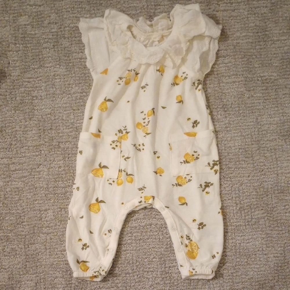Floral Baby Romper with Ruffle Collar